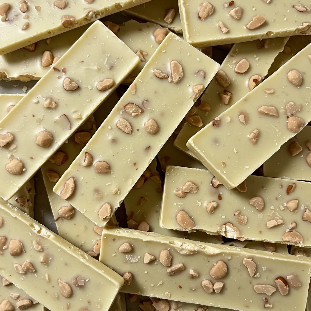 Chocolate blanco con matcha y nueces